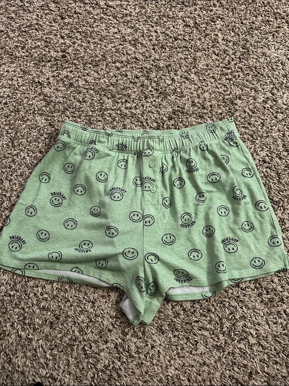 Green Smiley Print Women’s Period Lounge Shorts (MRO)